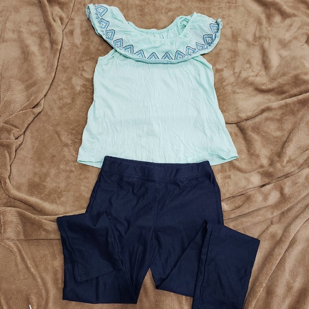 Bundle of 2 Girl's Clothing size 14  Top &  XL Navy Blue pants